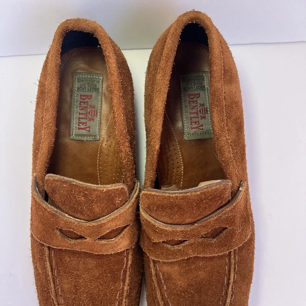 VTG Italian Suede Penny Loafers Mens 43 US 10 Brown Shaggy Handmade Nardi